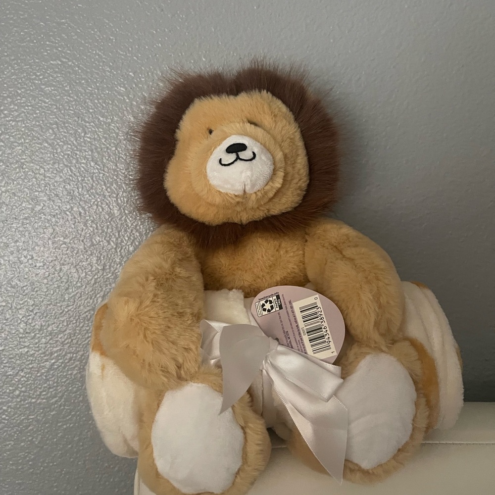 Plush Lion Toy with Blanket